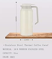 Vista 3 de Jarra térmica de café de acero inoxidable de 51 onzas, termo al vacío de doble pared de gran capacidad, retención de calor de 12 horas, dispensador