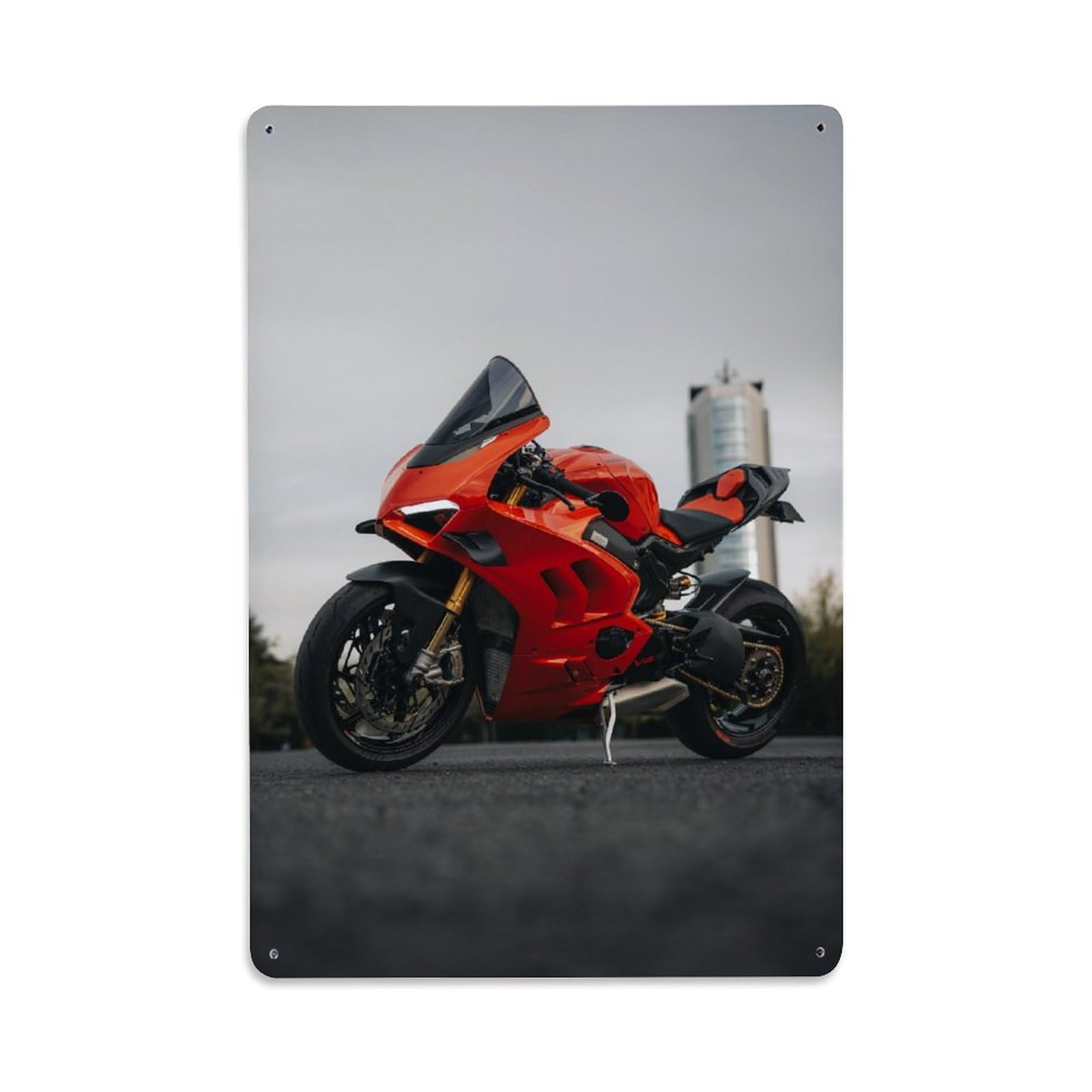 Motorcycle Culture Extreme Sports Italian Racing Panigale V4 Metal Tin Sign Plaque Wall Decor for Cafe, Man Cave, Club Bar, Office, Home Garden Round Metal Poster 8x12Inch