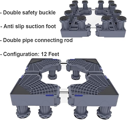 Miniatura 2 de UONIKA Mini soporte para nevera, rodillo móvil con 12 pies fuertes para lavadora para muebles, frigorífico, secadora, soporte para lavadora del