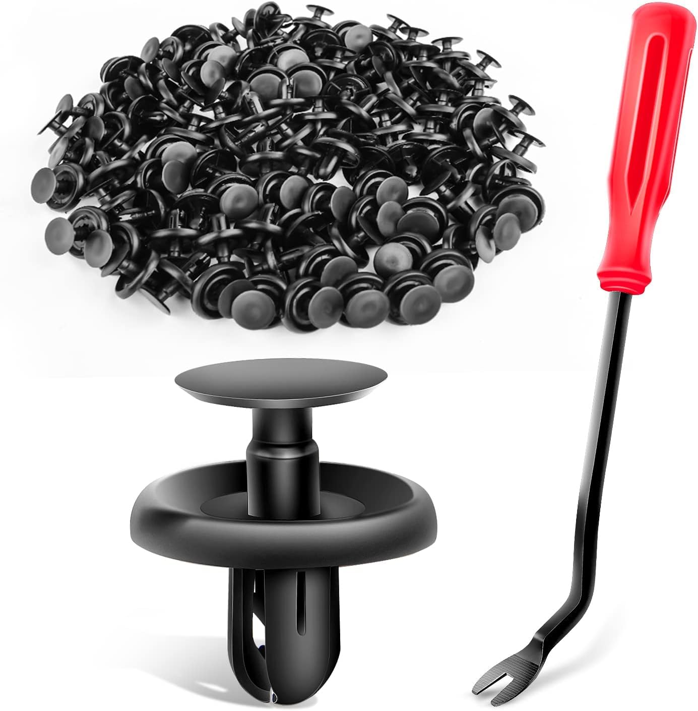 GOOACC GRC-32 100pcs Type Retainer for Lexus Toyota Body, Splash Shield Clips 90467-07201 Replacement, Quality Nylon Push Rivets with Bonus Fastener Remover, 100 Pcs