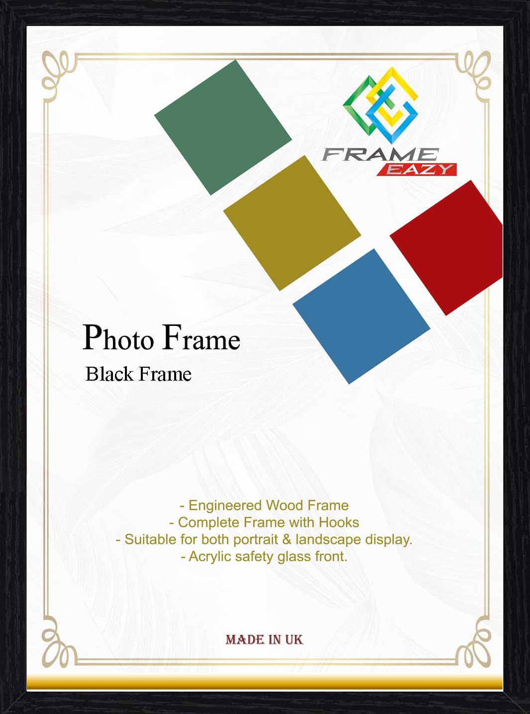 FRAME EAZY Modern Thin Black 10 x 8 inch Picture Frame In Multiple Colours & Sizes - Thin Frame With Safe Perspex Front & Wall Mounting - 10" x 8" (25.4 x 20.3 cm) Black Photo Frame
