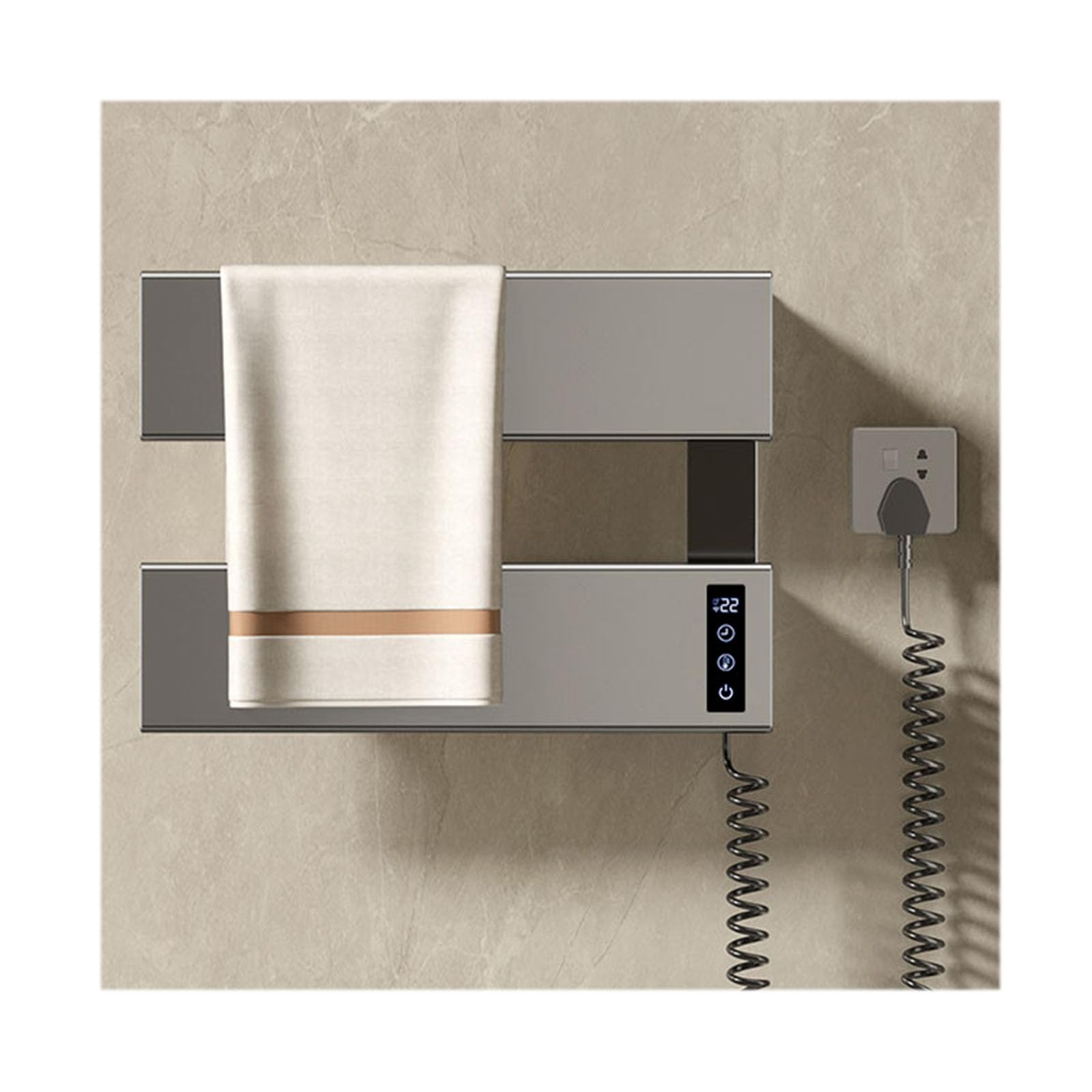Tendedero de toallas eléctrico para baño toallero calefactable inteligente gris 2
