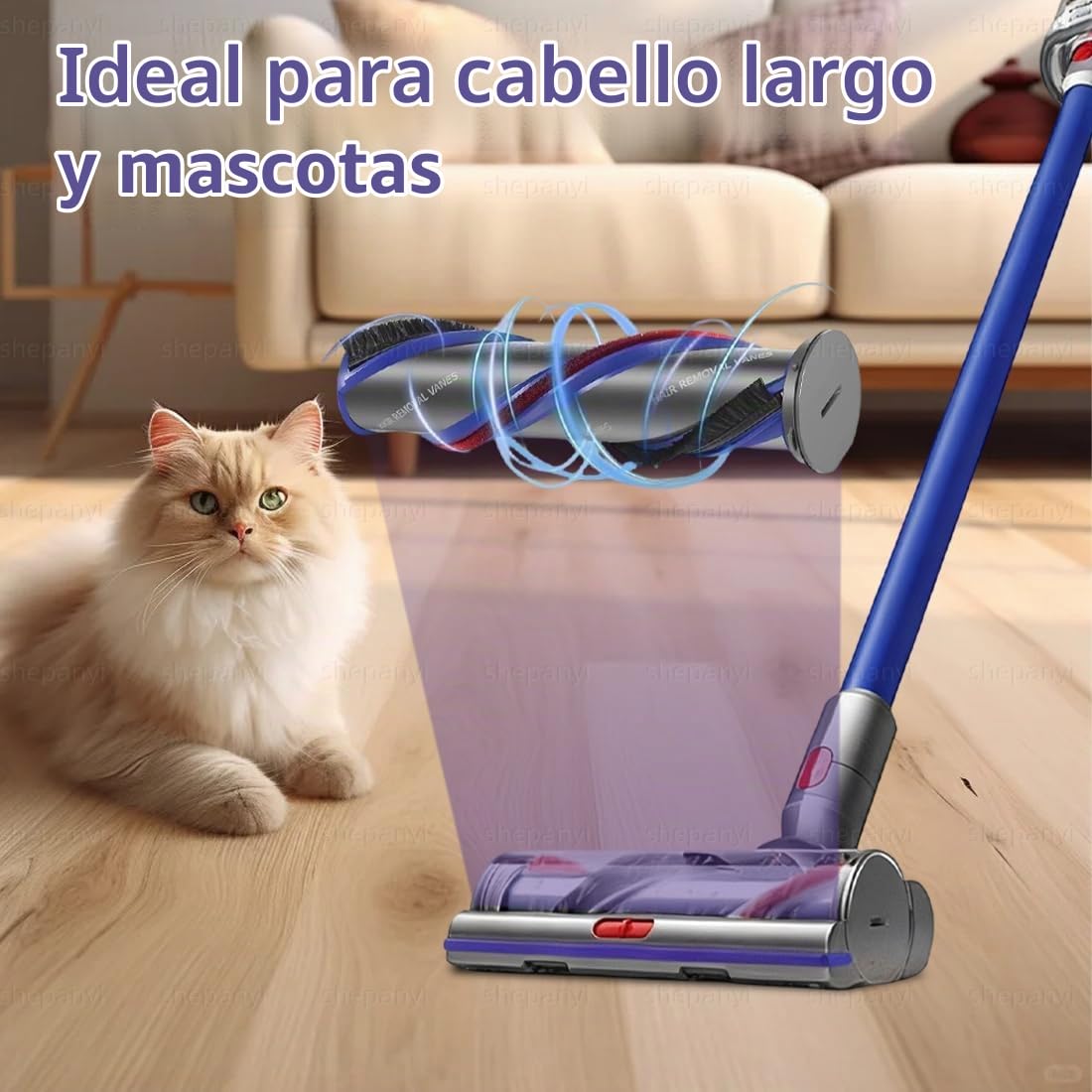 Boquilla de Cepillo Compatibles con el Modelo Dyson V11,V15,V8,V7,V10 cepillo Anti - Enredo con Succión Ajustable,Cepillo de Suelo Duro y Cepillo de Repuesto para Accesorios de Alfombra.