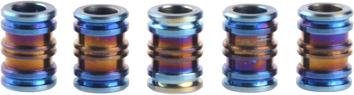 Moxx Titanium Paracord Lanyard Knife Cylinder Bead Burned Rainbow 2 Pcs