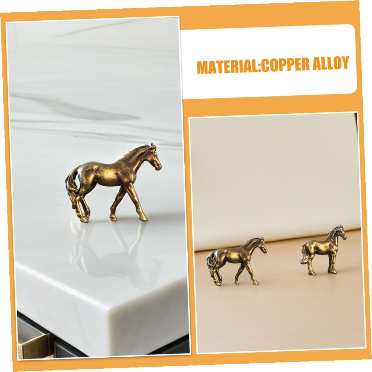 Generic 4 szt. Mini mosiężne rzeźby koni Feng Shui zodiak figurki zwierząt metalowy zestaw dekoracji stołu dla domowego biura Bonsai ozdoba stołu 2026 nowy rok