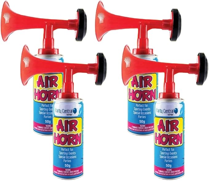 [4PCE] Party Central Power Air Horn Set Powerful and Safe Handheld Airhorn for Boat Fog