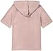 Women's Drawstring Stylish Short Sleeve Waffle Knit Hoodie Top V Neck Button Front Blouses Shirts Casual Pullover (Pink,X-Large)