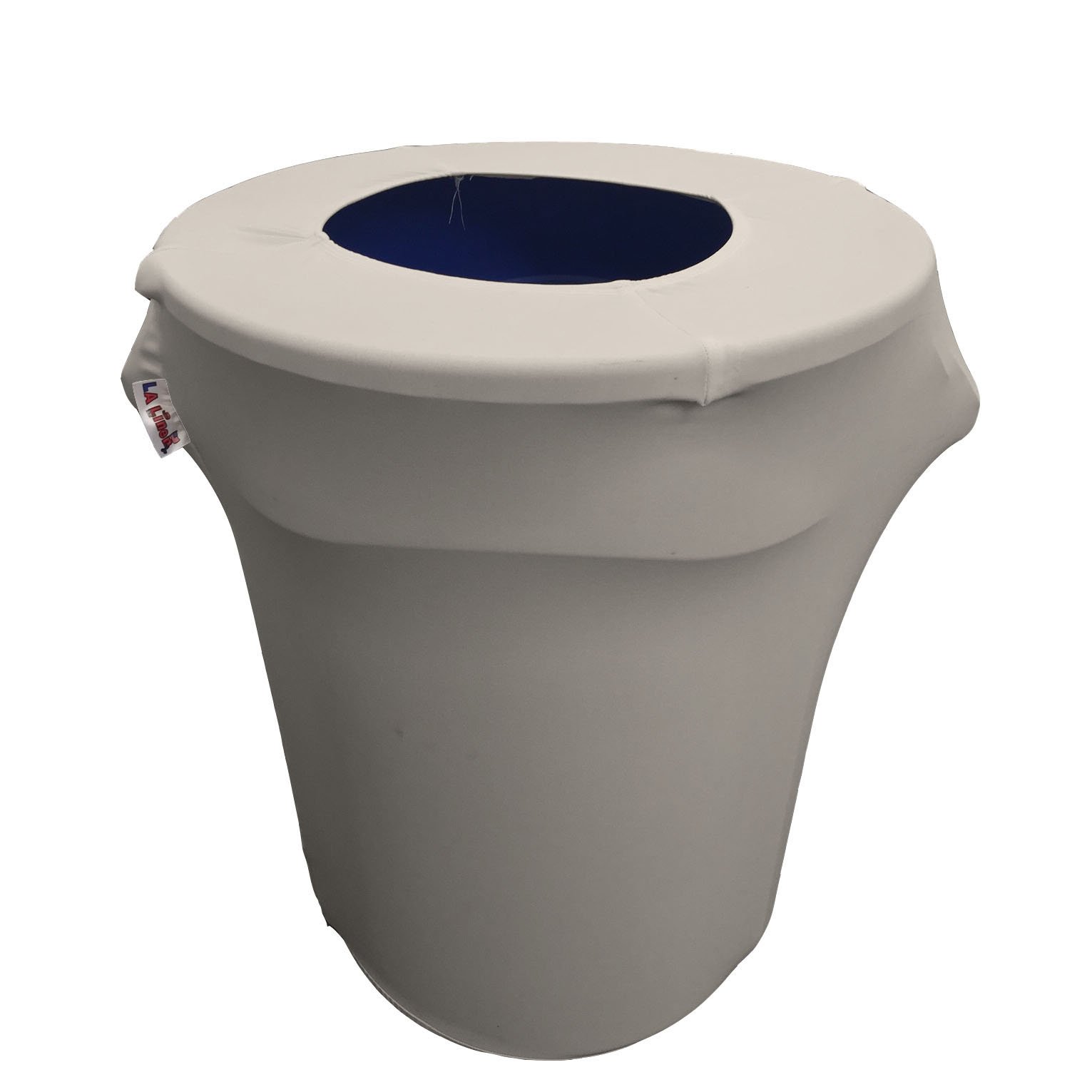 LA Linen Stretch Spandex Fitted Trash Can Cover 32-Gallon Round, Bin Waste Container Cover, Outdoor Indoor Patio Backyard Decor, Gray Light