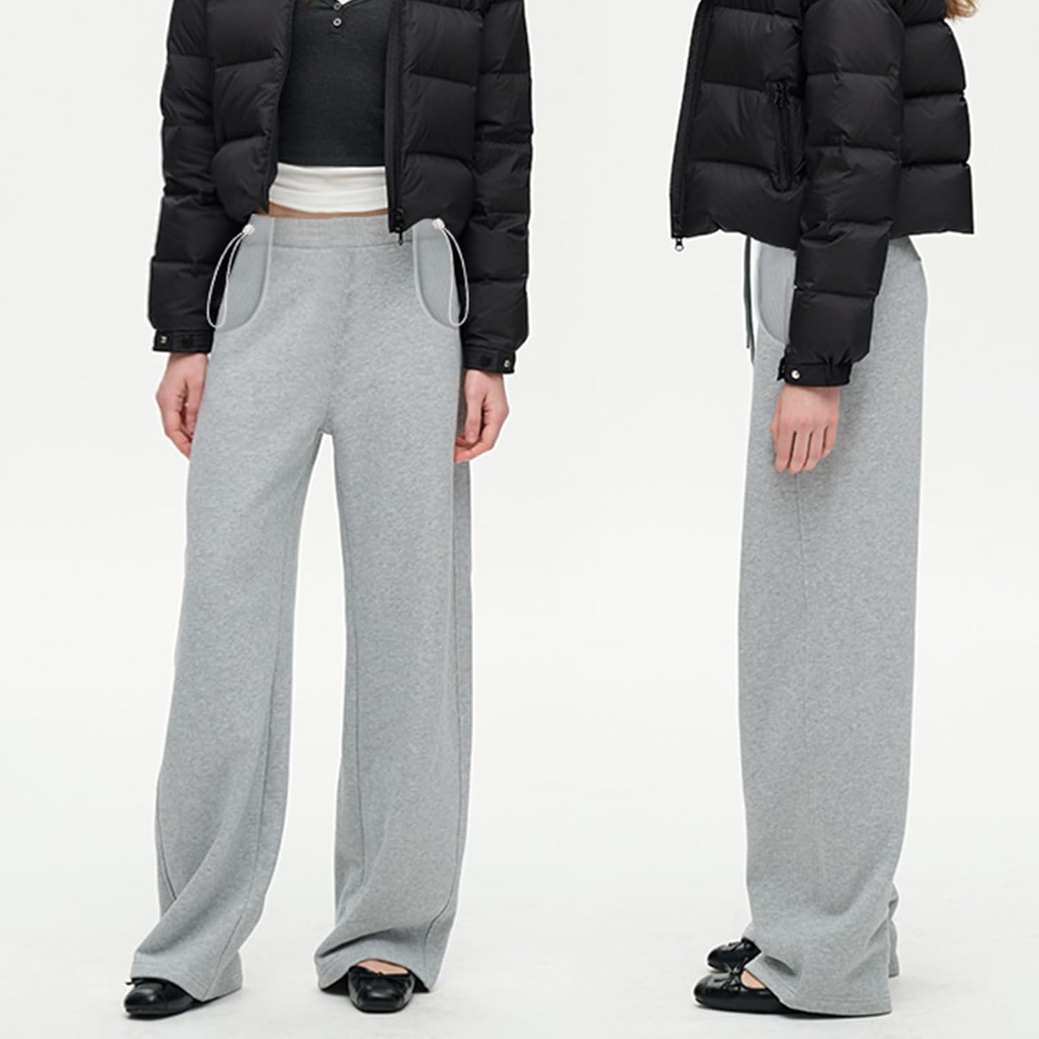 Maternity Pants for Women Cotton Wide Leg Adjustable Waistband Plus Size Casual Work Pants - Image 3