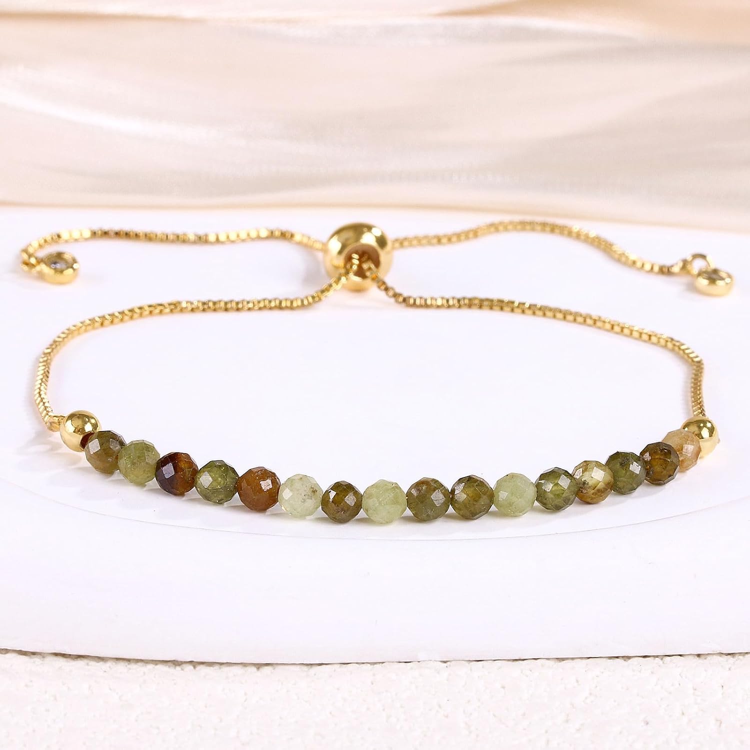 Dainty Cute Hand Made Gold Bracelets for Women Gemstone Beaded Bracelets Trendy Bracelets for Daily Birthday Wedding Gifts Bridesmaid Gifts Graduation Teacher gifts (#B3314) - Image 3