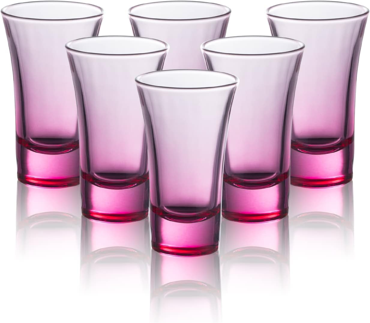 M&N HOME Pink Shot Glasses, 2 Oz Set of 6 Colored Shot