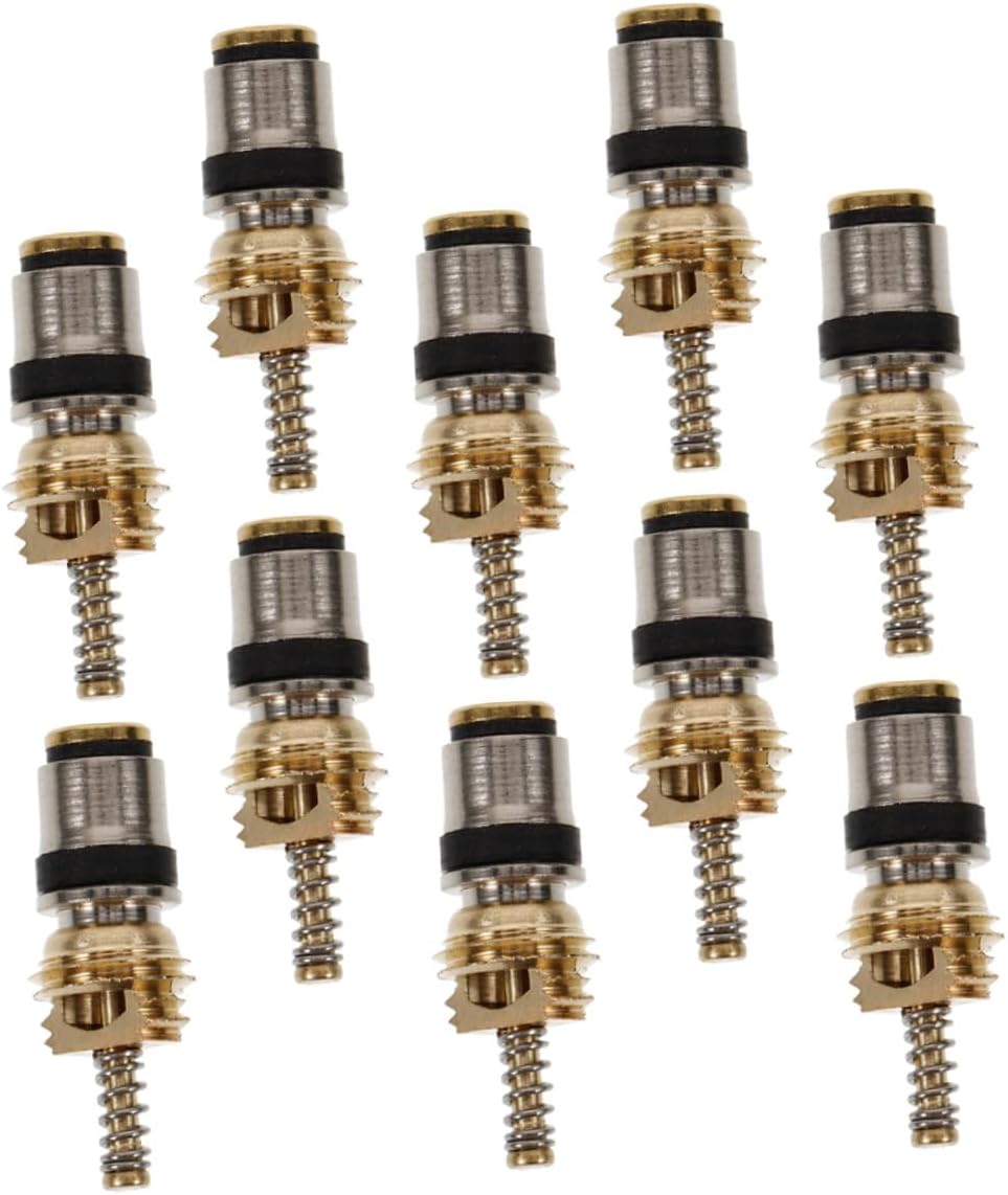Copper Air Conditioning Valve Core Kit 10pcs 3 Valve Core for Vehicle Air Conditioning System Repair and Maintenance, Automotive Climate Control Replacement Parts
