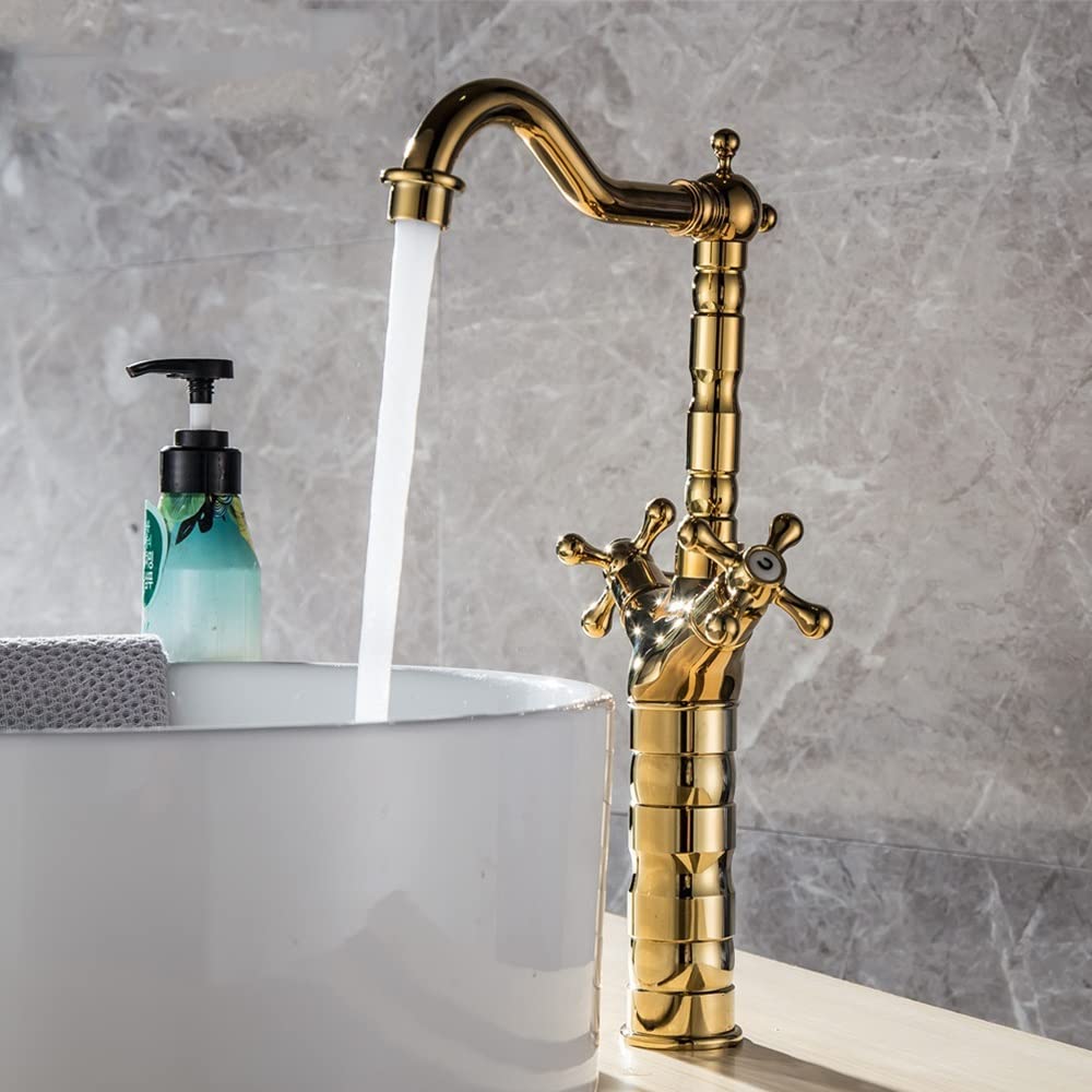 Robinet de lavabo LUNEZY en laiton rétro mélangeur eau chaude et froide pour salle de bain élégante