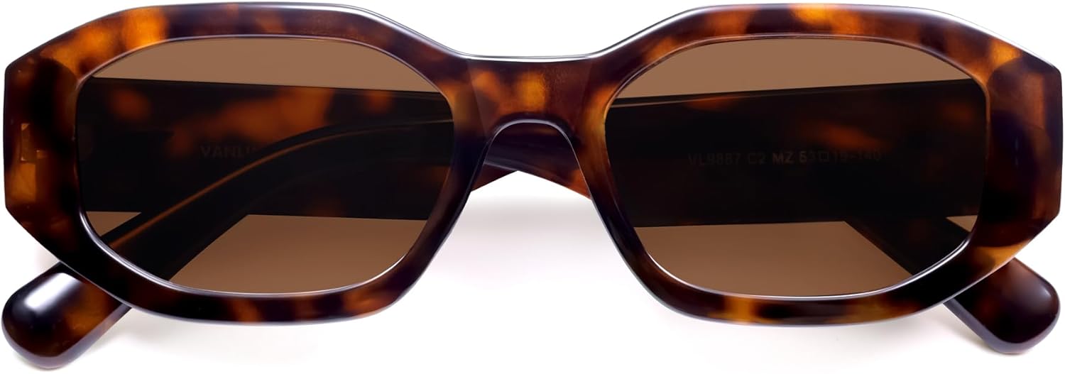 VANLINKER Trendy Polarized Hexagon Sunglasses for Women Men Retro 90s Rectangle Shades Vintage Square Frame VL9887
