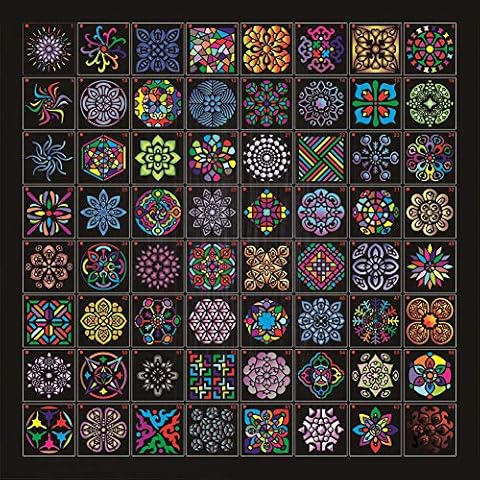 64 Pack Mandala Painting Stencils, BicycleStore Reusable Mandala Dot Painting Templates Floral Dotting Stencils for Painting on Wood, Fabric, Glass, Metal, Walls More DIY Art Projects 3.54 x 3.54 Inch Cover