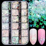 2 Boxes Holographic Nail Art Sequins Glitter Iridescent Mermaid Flakes Nail Art Glitter for Acrylic