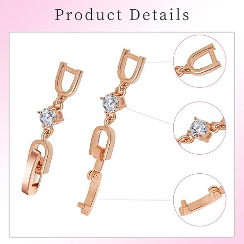 Miniatura 3 de Extensores de collar y pulsera, 3 piezas de diamantes de imitación chapados en oro rosa con cierre de extensión plegable para hacer pulseras,