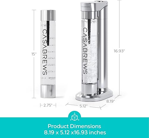 Miniatura 6 de CASABREWS EDGE - Máquina de agua con gas, máquina de transmisión de refrescos de acero inoxidable compatible con carbonatador de CO2 de 60 litros