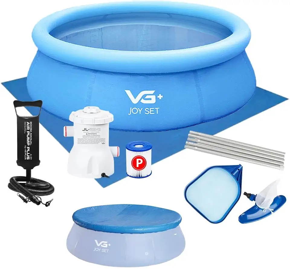 Piscina Inflável Joy Set 4760L Circular 300cm com Capa Filtro Bomba Forro Kit Limpeza VG Plus (110, Volts)