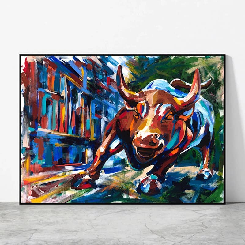 ZONJEE Abstract Ferocious Cow Canvas Painting Modern Animal Posters and Prints Wall Art Pictures for Living Room Home Decoration (Color : RS399, Size : 30X40cm Unframed)