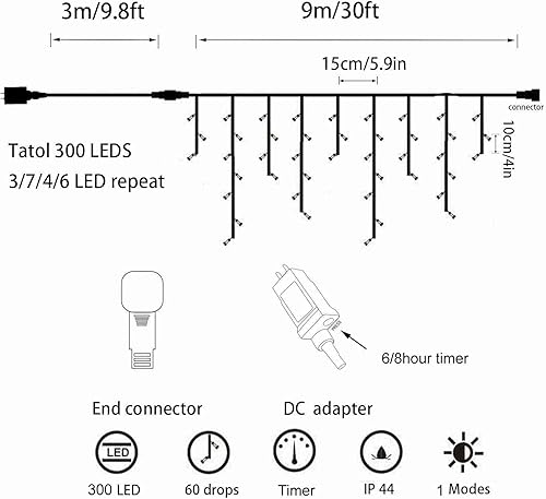 Miniatura 2 de Luces LED estilo carámbano, luces de carámbano con luces estroboscópicas parpadeantes, luces de carámbano brillantes para interiores y exteriores,