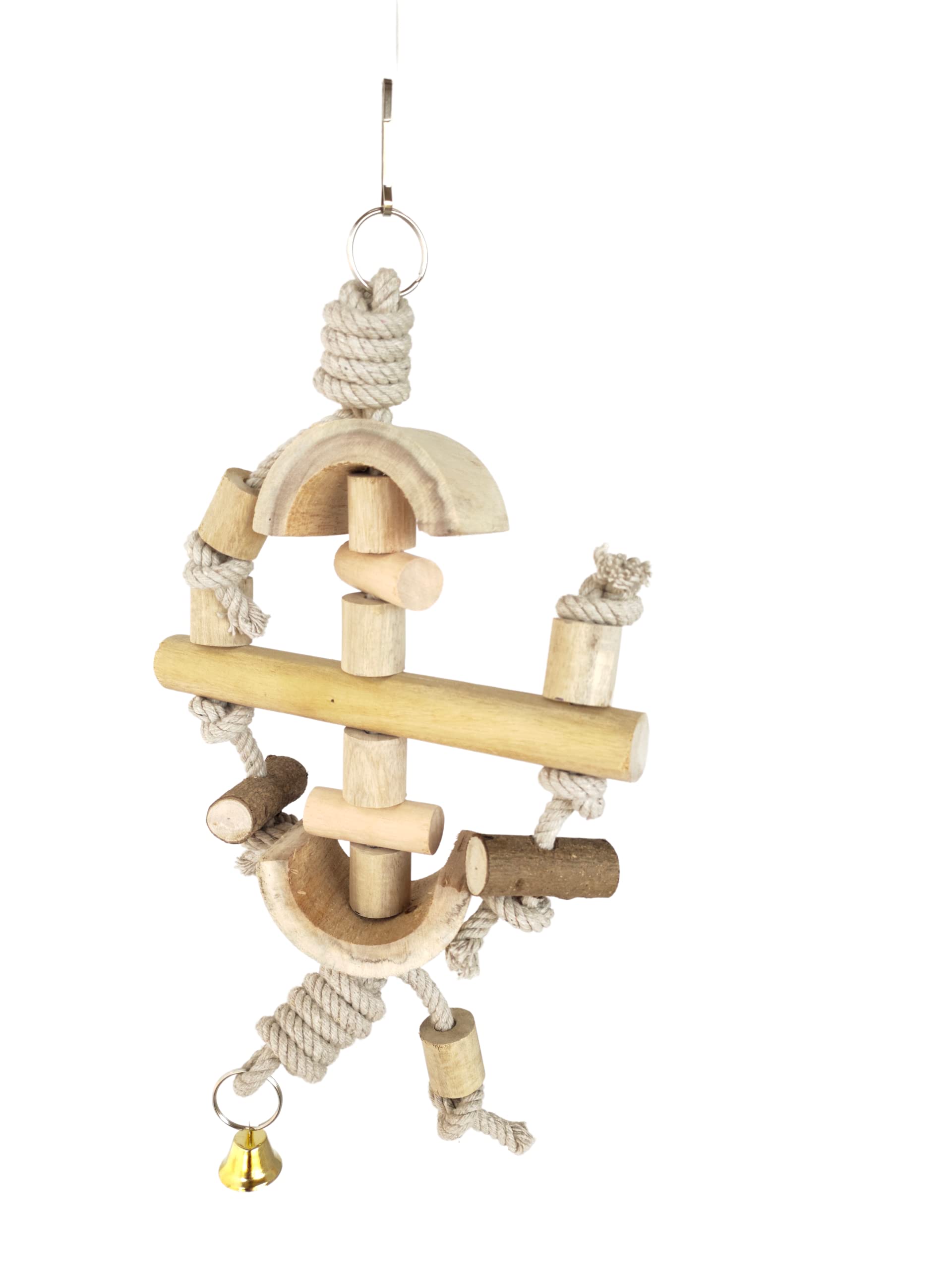 KSK 17" Natural Wood Parrot Toys Parrot Knots Block Chew Toy Bell Bird Wood Hanging Toys Medium Large Birds Conures Cockatiels African Grey Cage Accessories (B07GTWZ9HM) Amazon Price History, Amazon Price Tracker