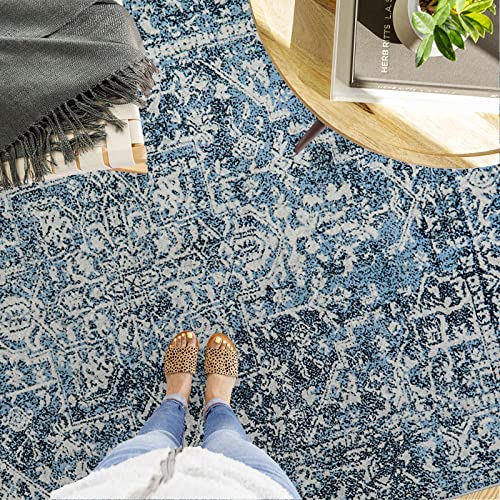 Morebes Persian Vintage Runners For Hallways, 2X4.3 Washable Small Throw Rugs Soft Bath Front Door Mat Non Slip Runner Rug, Medallion Blue Area Rug Indoor Carpet Runner For Entryway Kitchen #TOP3
