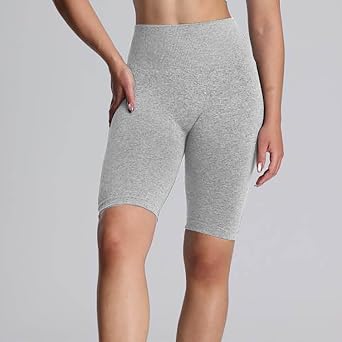 Women's High Waist Biker Shorts Scrunch Butt Lifting Workout Gym Yoga Running Compression Athletic Ribbed Long Shorts