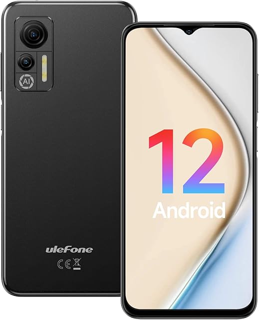 Ulefone Note 14 Mobile Phones Android 12, Smartphone SIM Free Unlocked 4GB RAM + 64GB ROM/128GB Extension 6.52 HD+ 4500mAh Battery 13MP + 5MP Camera 4G Dual SIM 3-Card Slots Face ID, UK Version-Black