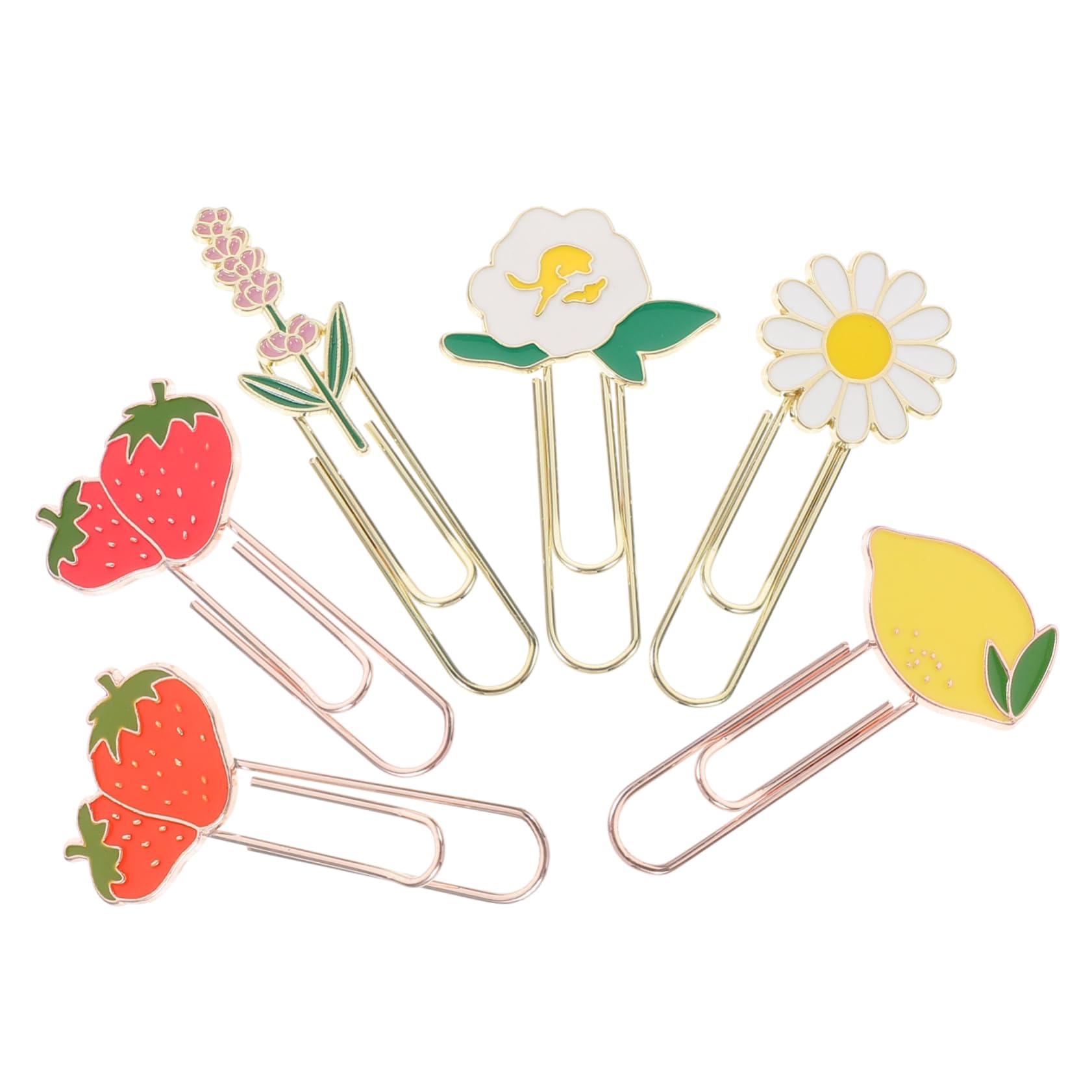 Gadpiparty 4 Set Segnalibro Di Clip Di Carta Da Frutto Graffetta Per Fogli Ufficio Clip Di Carta Decorativa Documento Adornare Graffette Piccole Clips in Metallo Lega Di Zinco 6 Pezzi*4