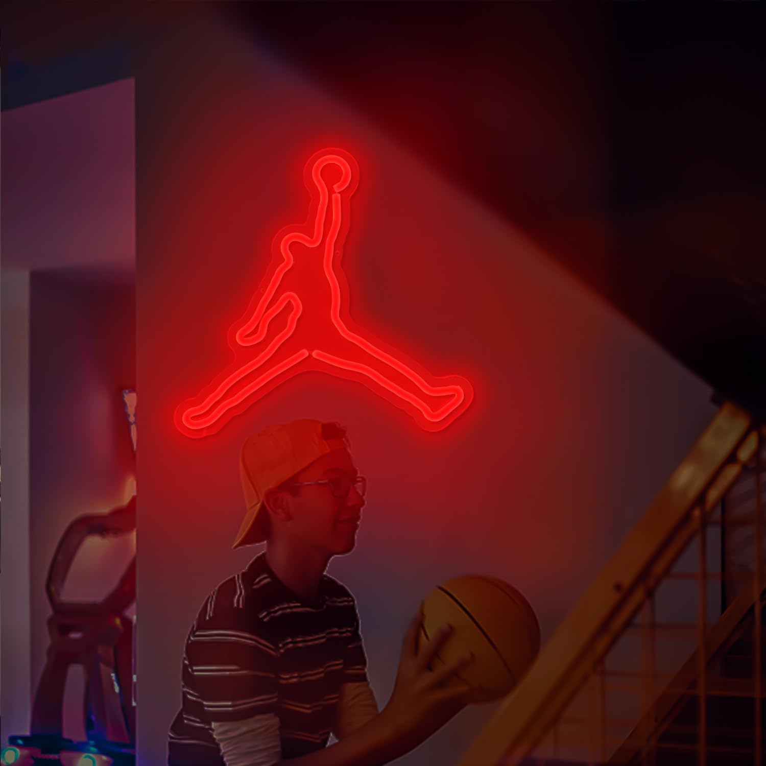 Basketball Neon Schild – Dimmbares LED-Neonlicht Für Wand, USB-betrieben, Für Schlafzimmer, Männerhöhle, Spielzimmer, Party-Deko