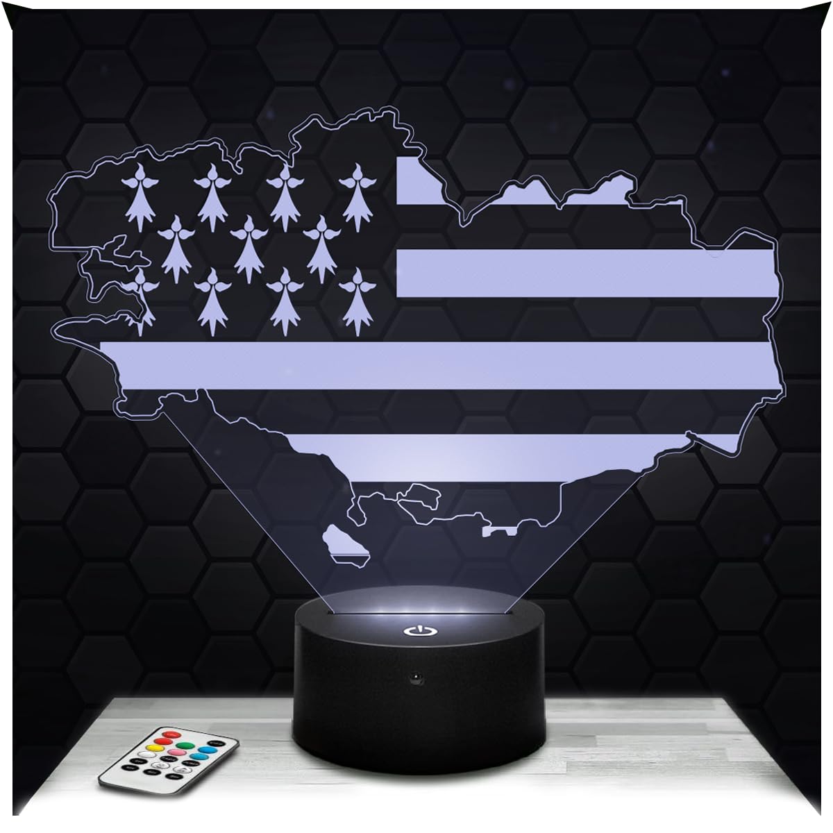Lampephoto.fr - Brittany Flag 3D Lamp for Decorating a Boy or Girl's Room 3D Brittany Flag Lamp, a Gift Idea for Decoration with Soft Light, Night Light for Decorating Original Christmas, Gift Idea — image 1
