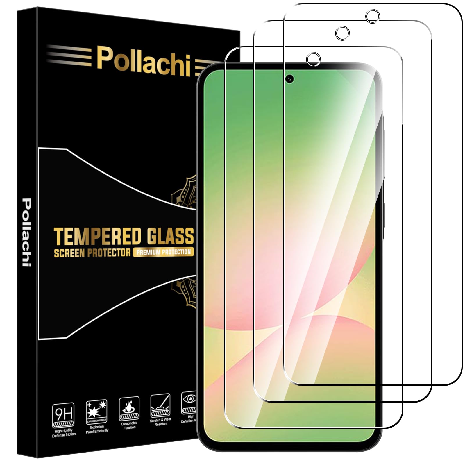 Pollachi [3 Pezzi Vetro Temperato per Samsung Galaxy A56 5G,Durezza 9H Anti Graffio,Anti-Impronte Senza Bolle,Pellicola Protettiva per Samsung A56 5G