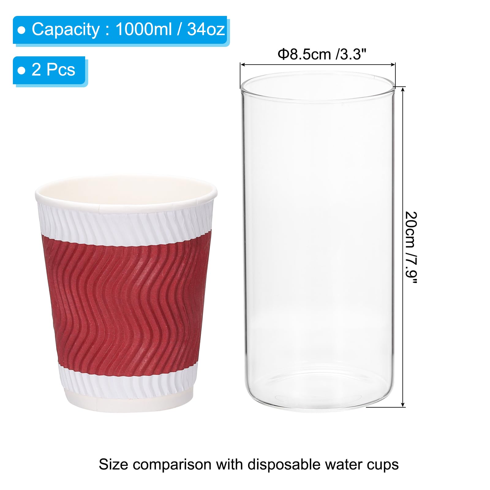 PATIKIL Glass Cylinder Vase - Image 2