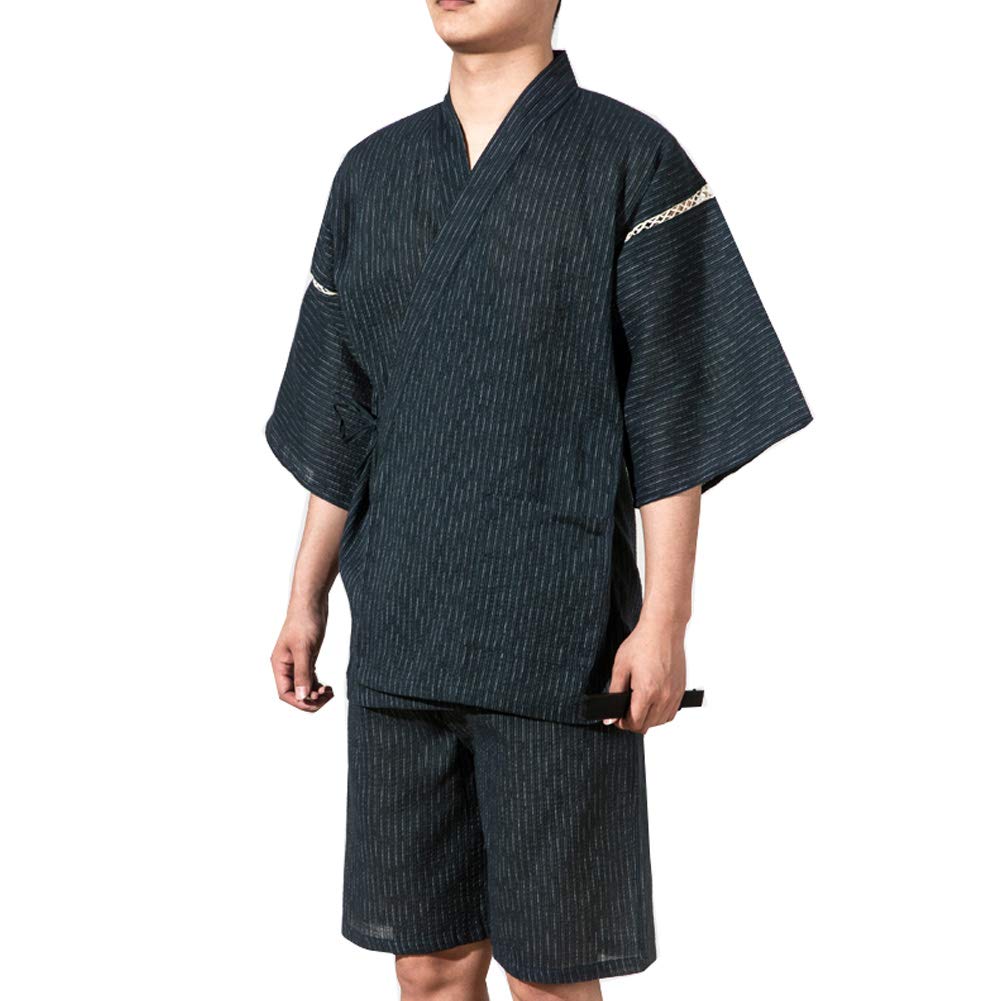 FANCYPUMPKIN Japoński męski dwuczęściowy zestaw kimono letnia piżama z krótkim rękawem szorty