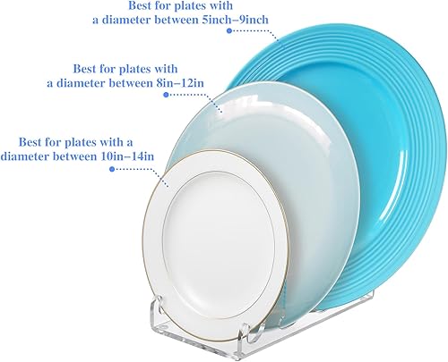 Miniatura 3 de 2 soportes de placa acrílica para exhibición de vajilla transparente, soporte de exhibición de porcelana para exhibir platos de porcelana (7.24 x