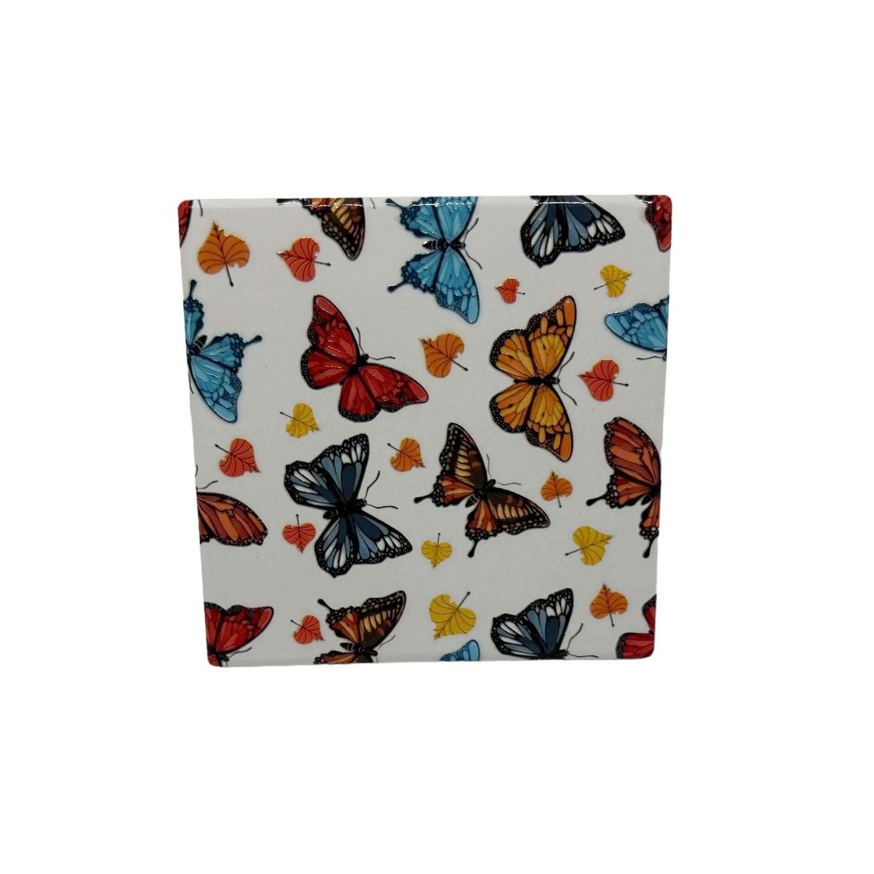 Ceramic Drinks Coaster Art Tea Coffee Mat Cork Backed Butterfly Design 1pc