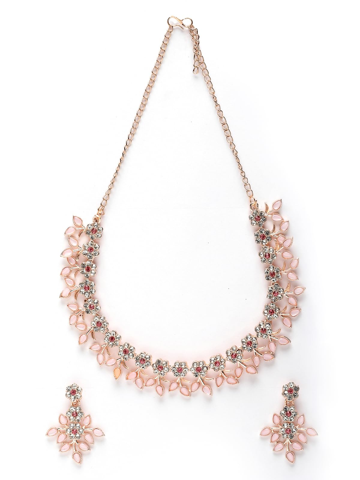 Sukkhi Fashionable Floral AD Stones Stones with Gold Plated Peach Collar Bone Necklace Se with Earrings | Jewellery Set For Women (NS104822) (B0CKXX2ZWZ) Amazon Price History, Amazon Price Tracker