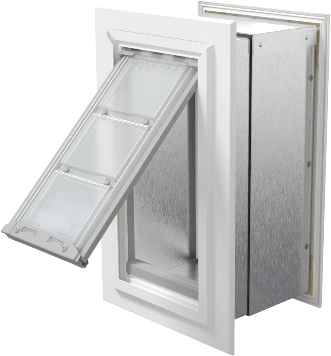 Endura Flap Cat Door for Walls | Premium Aluminum Frame Wall Mount Pet Entrancefor Cats and Small Dogs | Dual Layer All-Weather Flap with Secure Locking Cover | Made in The USA | White, Small Flap