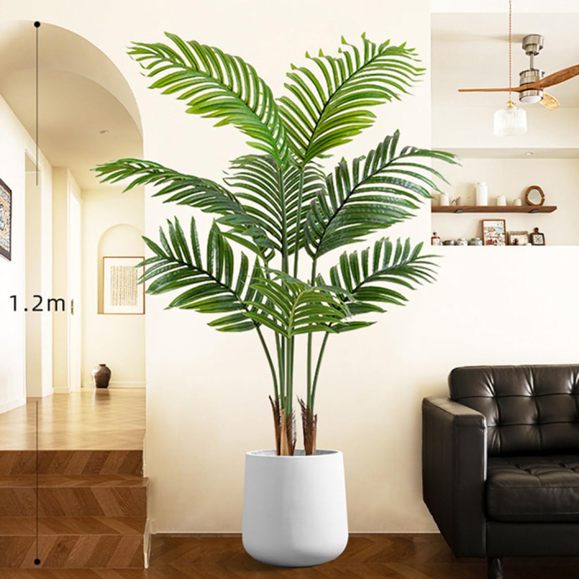 Amazon｜HGJH 人工観葉植物 大型 白*方形鉢付き フェイクグリーン