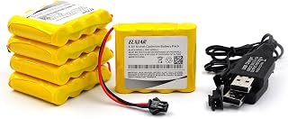 (5-Pack) 4.8V AA 600mAh Ni-Cd Battery Pack Compatible with 1/18 RC Truck Car Rock Off-Road Four Wheels Race Car SM-2P Plug USB Charging Cable Rechargeable Battery
