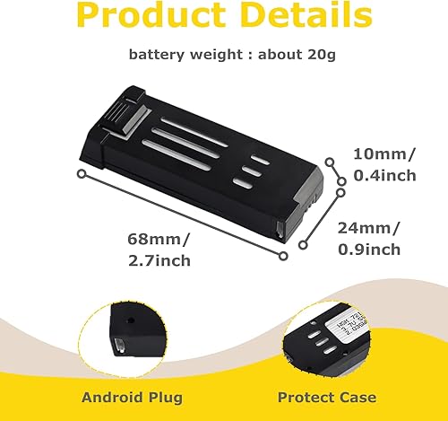 Miniatura 4 de 5 unids E58 3.7V 550mAh 25C 721855 baterías de litio recargables para JY019 WiFi Mini FPV Quadcopter RC Drone