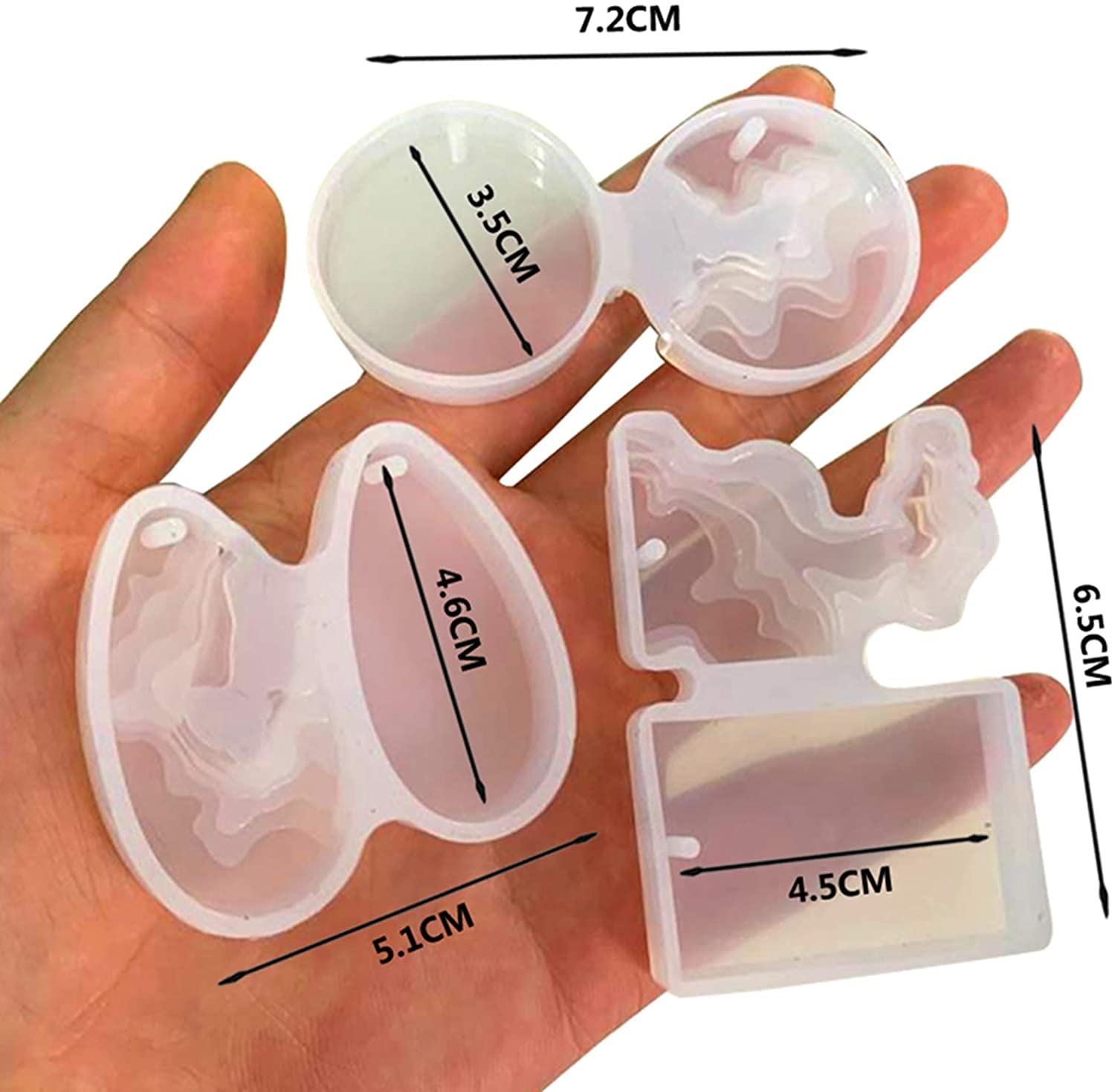 FineInno Pack De 4 Moldes De Silicona Para Resina Con Forma De Isla Y Océano | Moldes Flexibles Para Joyería, Colgantes, Pendientes, Manualidades