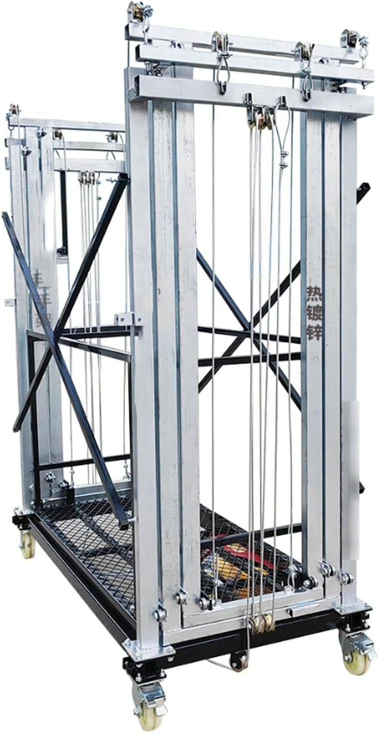 Adjustable Mobile Scaffolding Tower, Heavy Duty Steel Work Platform, Foldable Electric Lifting Scaffold for Construction and Renovation