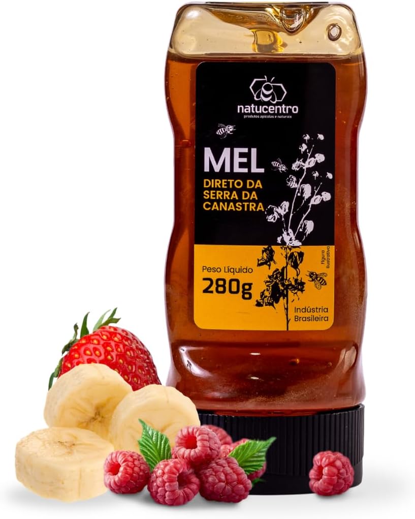 Natucentro Mel Puro Canastra 280g – Mel com Blend de Floradas Silvestres da Serra da Canastra, Saboroso e Equilibrado, Adoçante Natural e Saudável, Auxílio ao Sistema Imunológico, Fonte natural de energia