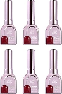 6 Colors Cat Eye Gel Polish Set with Color Chips - Intense Magnetic Shimmer, Salon Soak Off Nail Kit for Beginners (Neon Party: Electric Pink/Yellow/Green/Orange/Blue/Purple)