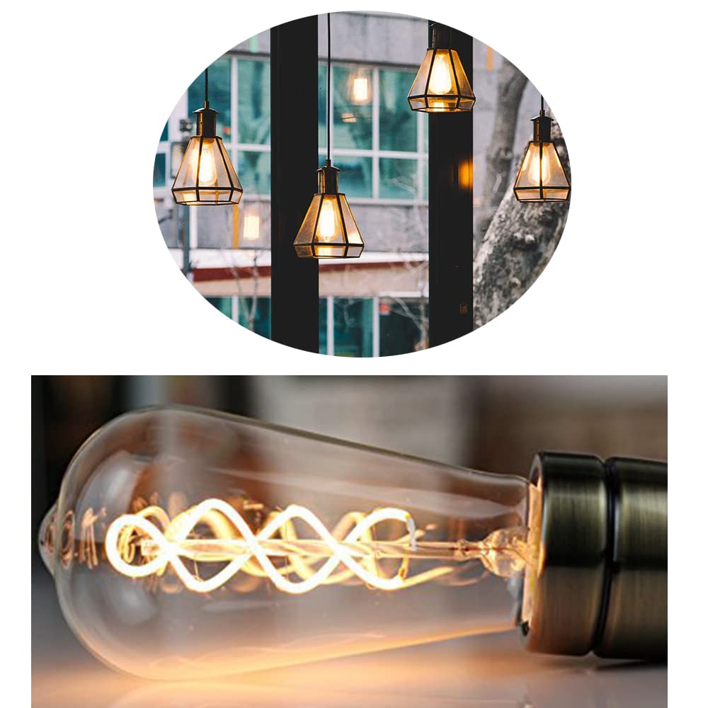 Bombillas led Bombilla Edison E27 ST64 4W Vintage 2700K Blanco cálido 400LM No Regulable Filamento en Espiral Vidrio Transparente Equivalente a 40W
