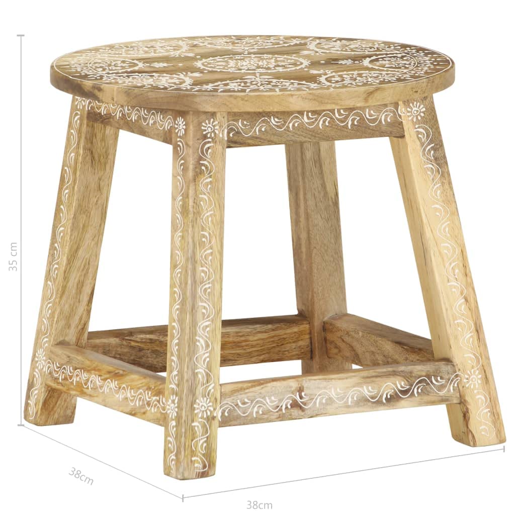 Sgabello dipinto a mano in legno di mango massiccio, 38 x 38 x 35 cm, robusto e durevole, design retrò per studio, caffè, cucina, sala da pranzo, bancone, bistrot e isola di cucina