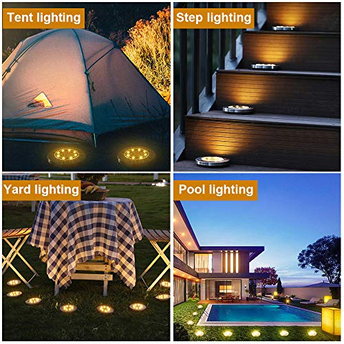 Aogist Solar Ground Lights,8 LED Garden Lights Patio Disk Lights In-Ground Outdoor Landscape Lighting for Lawn Patio Pathway Yard Deck Walkway