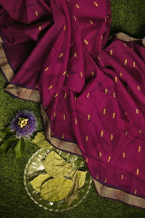 Image of Women's Premium Kanjivaram Cotton Silk Saree South Indian Paithani Sari | Gadwal Cotton Sarees Zari Border with Blouse Piece - Elegant Wedding & Festival Saree | Lightweight & Comfortable Brown 01